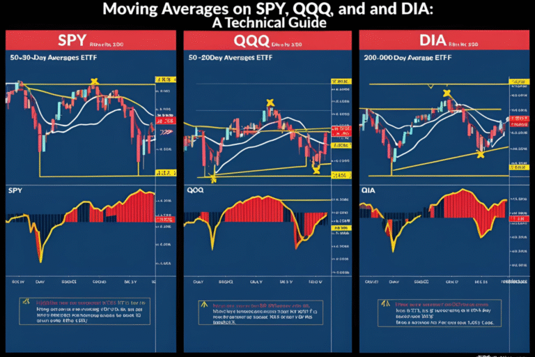 Moving Averages on SPY QQQ and DIA